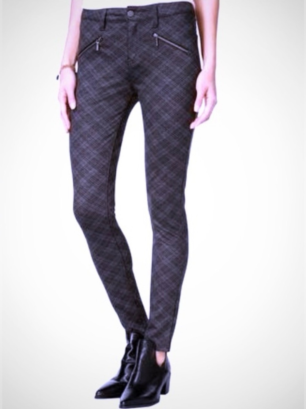 Dark Academia Grey & Black Plaid pants Sz 1
